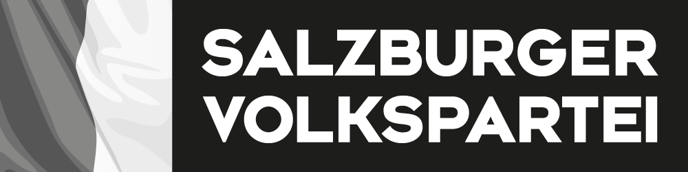 Logo der Salzburger Volkspartei mit stilisiertem Berg und dem Schriftzug "SALZBURGER VOLKSPARTEI".