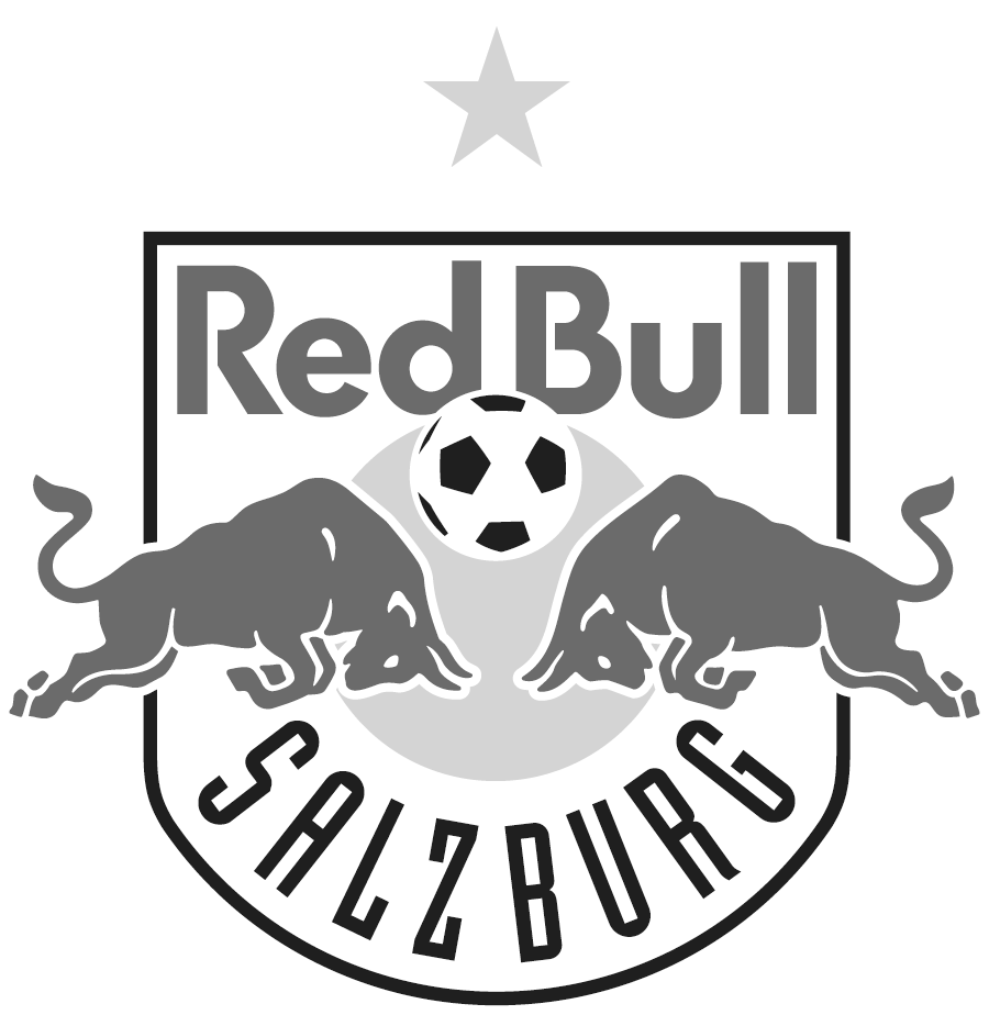 Das Bild zeigt das Logo von Red Bull mit einem stilisierten, springenden Bullen in einem kreisförmigen Rahmen. Oben befindet sich ein Stern, darunter der Schriftzug "Red Bull" in blauer Farbe.